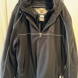 Harley-Davidson Black Fleece Hooded Zip Jacket with Reflective Trim Size XL